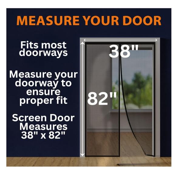 Screen Door Mesh 38x82" Easy Install, Strong Magnets,Hands-Free, Keeps Bugs Out - Picture 4 of 9